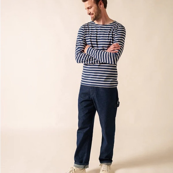 Saint James Classic Navy and White Striped Long Sleeve Tee - Picture 13 of 15